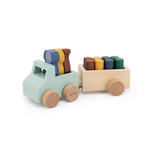 Trixie Wooden Animal Car With Trailer